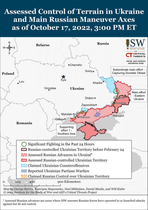 Карта боевых действий на Украине 18 октября