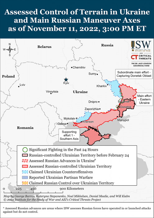 Карта боевых действий на Украине 12 ноября