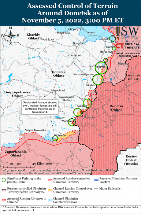 Карта боевых действий в Украине 6 ноября