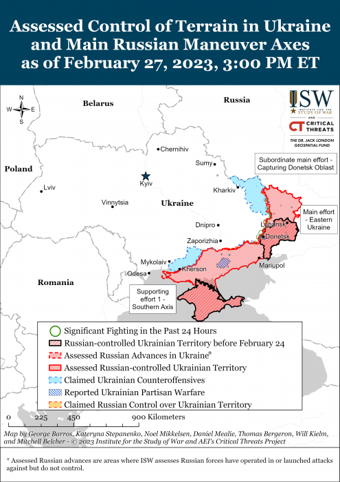 Карта боевых действий на Украине 28 февраля.