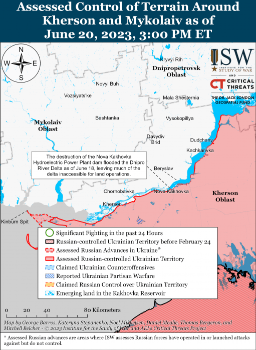 Карта боевых действий на Украине 21 июня. Фото: ISW