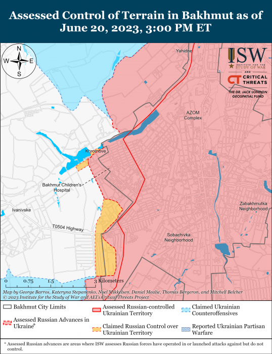 Карта боевых действий на Украине 21 июня. Фото: ISW