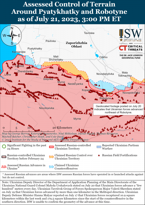 Карта боевых действий 22 июля –