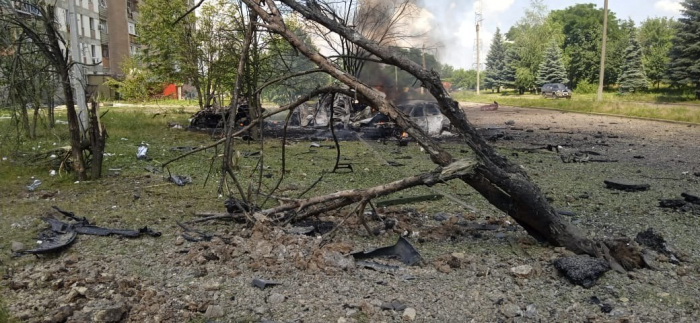 Полиция опубликовала фото последствий обстрела Первомайского.