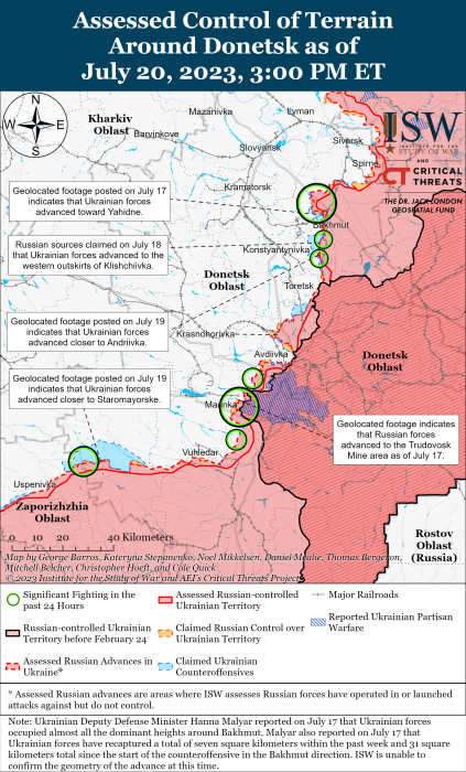 Карта боевых действий 21 июля –