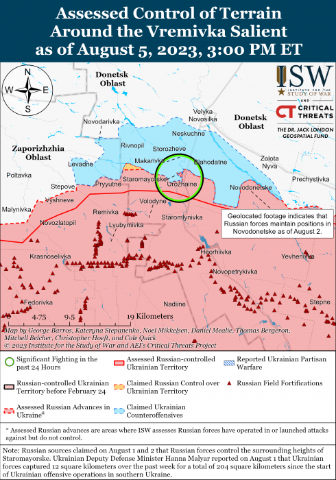 Карта боевых действий 6 августа –