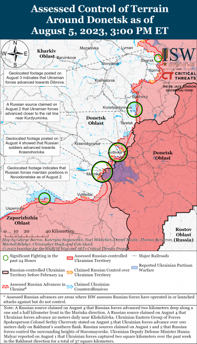 Карта боевых действий 6 августа –