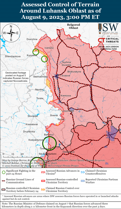 Карта боевых действий 10 августа – Фото: understandingwar.org