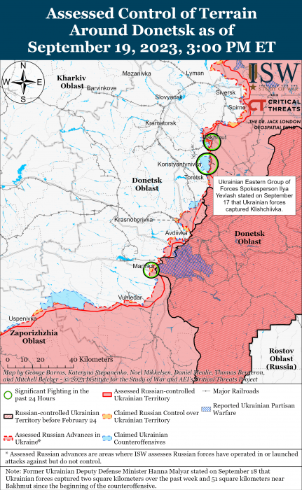 Карта боевых действий в Украине 20 сентября -