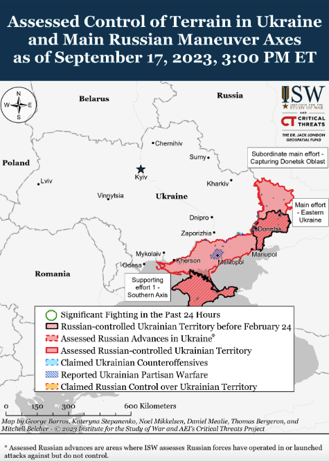 Карта боевых действий в Украине 18 сентября -