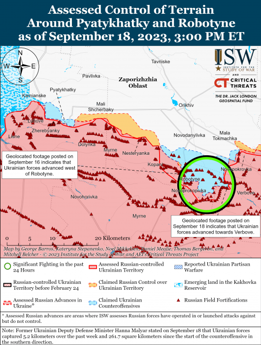 Карта боевых действий на Украине 19 сентября -