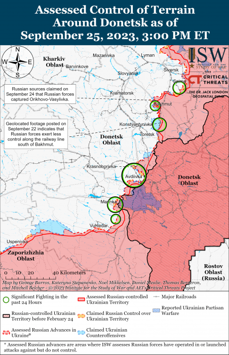 Карта боевых действий в Украине 26 сентября -