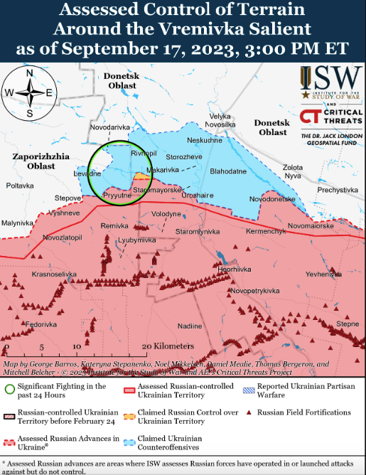 Карта боевых действий в Украине 18 сентября -