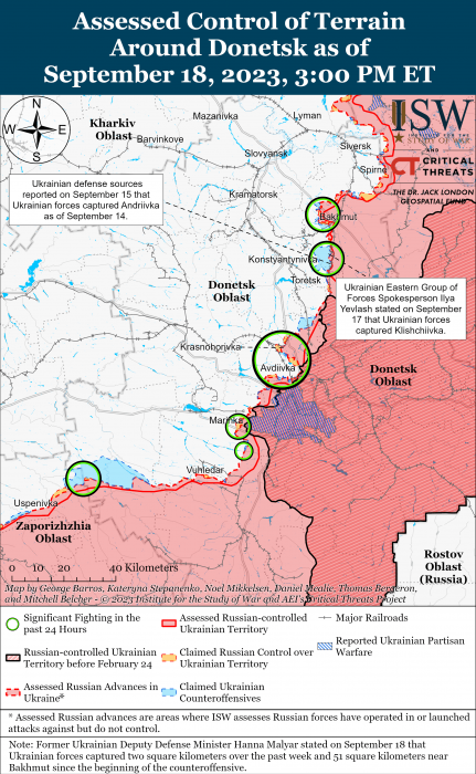 Карта боевых действий на Украине 19 сентября -