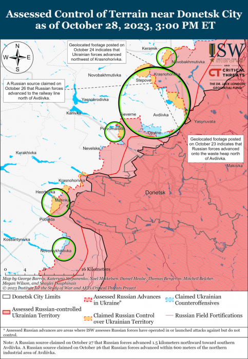 Карта боевых действий в Украине 29 октября Фото: understandingwar.org