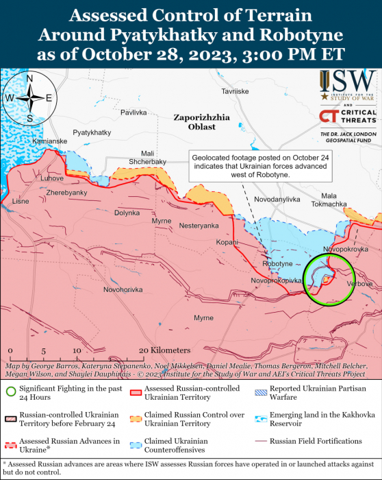 Карта боевых действий в Украине 29 октября Фото: understandingwar.org