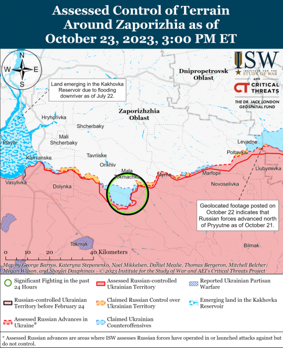 Карта боевых действий в Украине 24 октября Фото: understandingwar.org