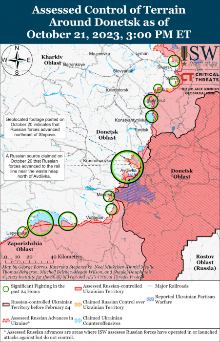 Карта боевых действий в Украине 22 октября Фото: understandingwar.org