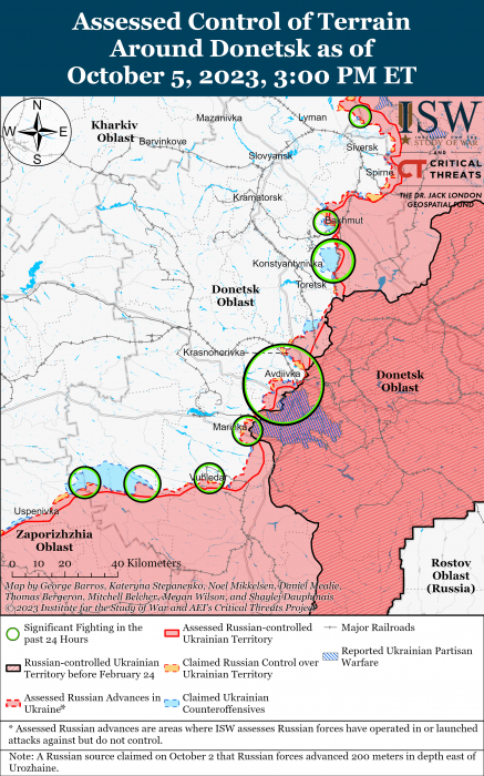 Карта боевых действий в Украине 6 октября -