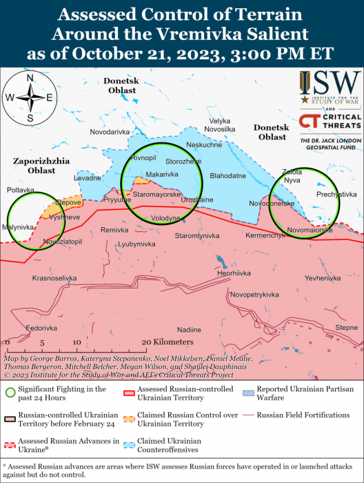 Карта боевых действий в Украине 22 октября Фото: understandingwar.org