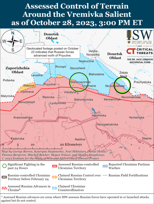 Карта боевых действий в Украине 29 октября Фото: understandingwar.org