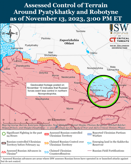 Карта боевых действий на Украине 14 ноября.