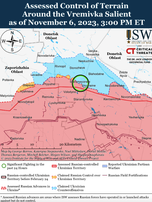 Карта боевых действий на Украине 7 ноября.