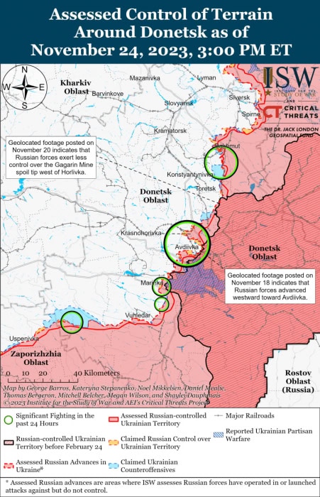 Карта боевых действий на 25 ноября