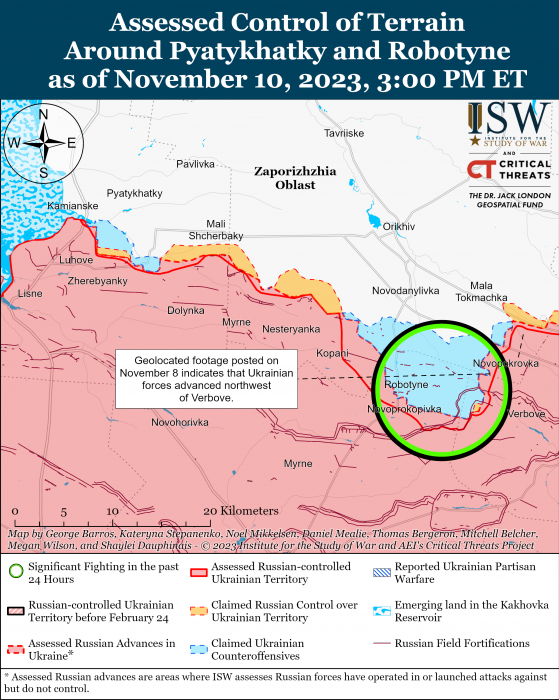 Карта боевых действий на Украине 11 ноября.