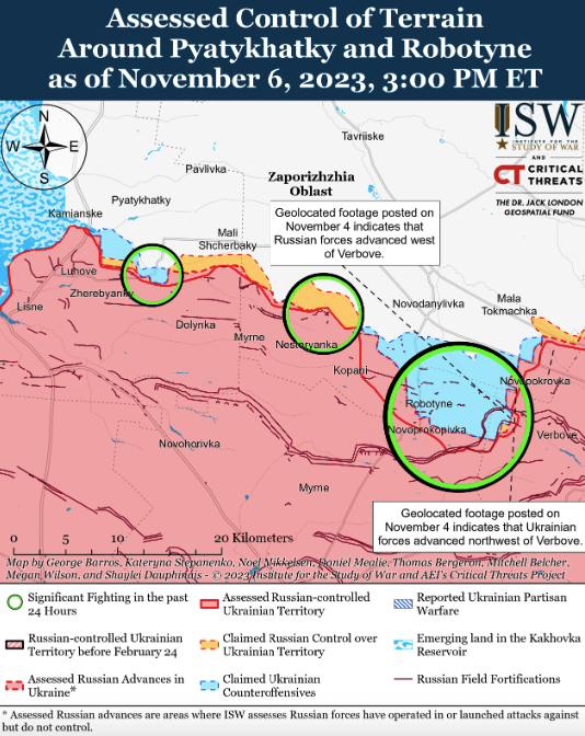 Карта боевых действий на Украине 7 ноября.