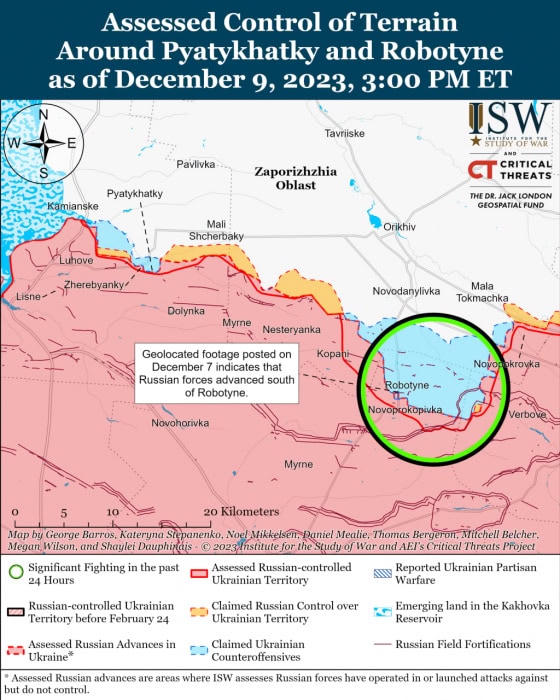 Карта боевых действий на Украине 10 декабря.