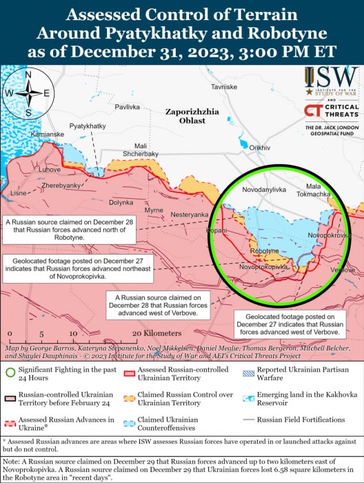 Карта боевых действий на Украине 1 января.