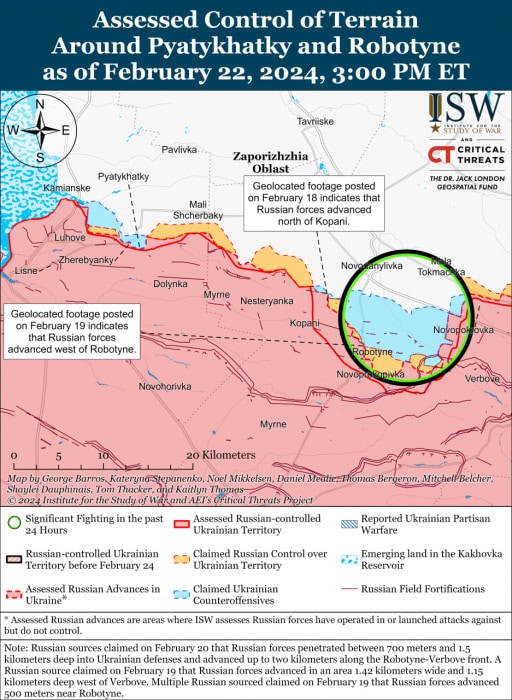 Карта боевых действий в Украине 23 февраля -