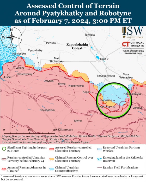 Карта боевых действий на Украине 8 февраля.