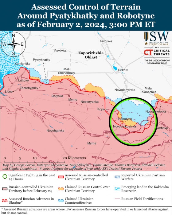 Карта боевых действий на Украине 3 февраля.