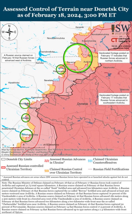 Карта боевых действий на Украине 19 февраля -