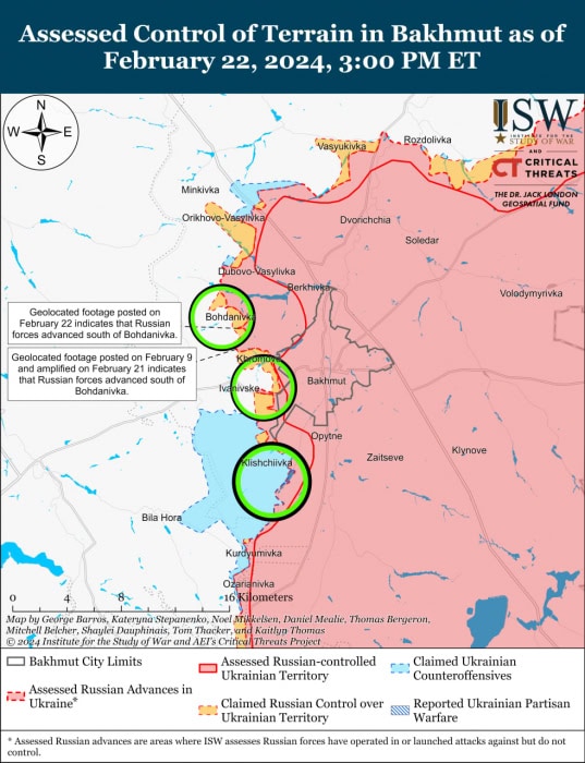 Карта боевых действий в Украине 23 февраля -