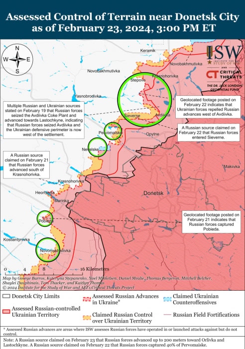 Карта боевых действий в Украине 24 февраля -