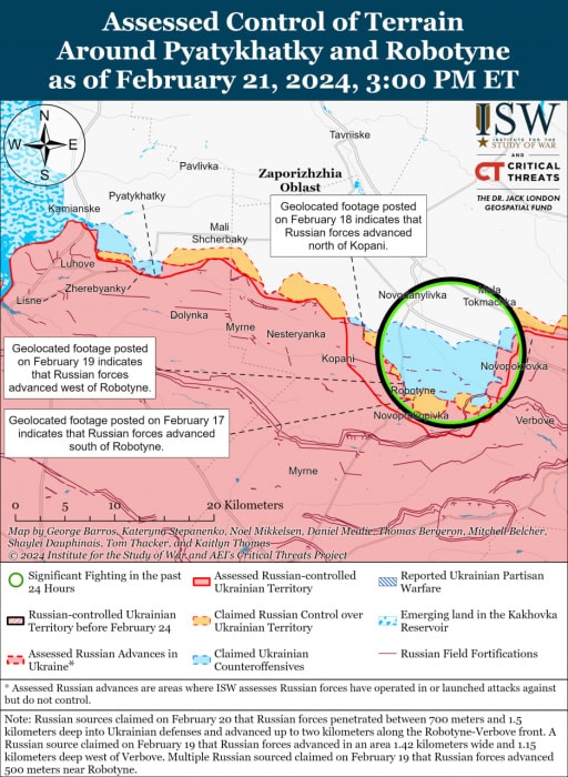 Карта боевых действий в Украине 22 февраля -