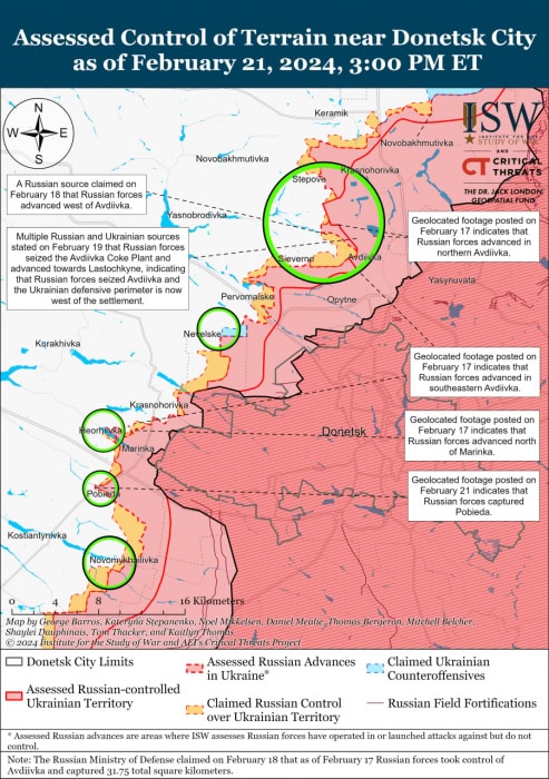 Карта боевых действий в Украине 22 февраля -