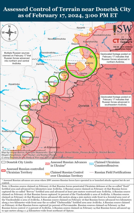 Карта боевых действий на Украине 18 февраля -