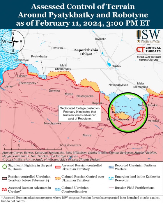 Карта боевых действий на Украине 12 февраля.