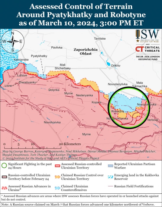 Карта боевых действий на Украине 11 марта.