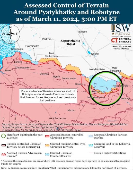 Карта боевых действий на Украине 12 марта.