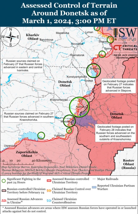 Карта боевых действий в Украине 2 марта -