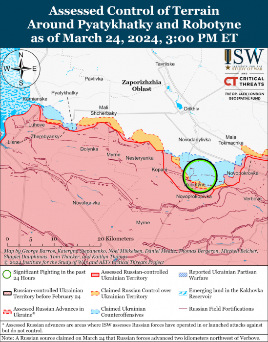 Карта боевых действий на Украине 25 марта.