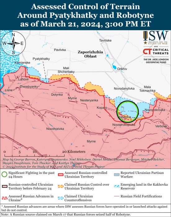 Карта боевых действий на Украине 22 марта.