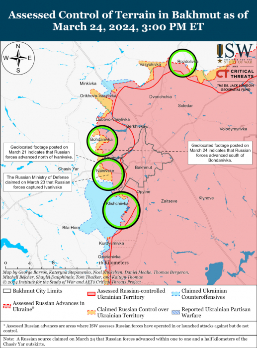 Карта боевых действий на Украине 25 марта.