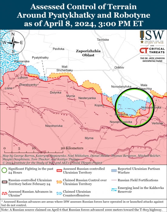 Карта боевых действий на Украине 9 апреля.