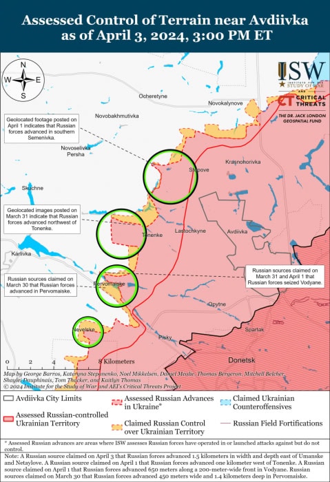 Карта боевых действий на Украине 4 апреля. Источник: understandingwar.org